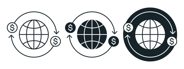 Global money transfer icon. Illustration vector