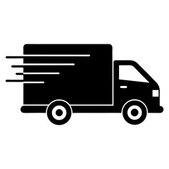 Delivery truck moving fast transportation service silhouette vector illustration
