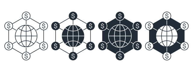 Globe money icon. Illustration vector