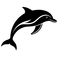 Obraz premium Jumping dolphin aquatic mammal sea animal silhouette vector illustration