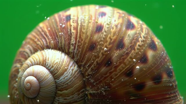 Close-Up of a Spotted Nerite Snail Shell in Aquarium