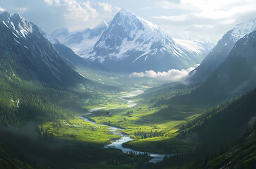 Fototapeta premium Majestic Mountain Valley Scenery