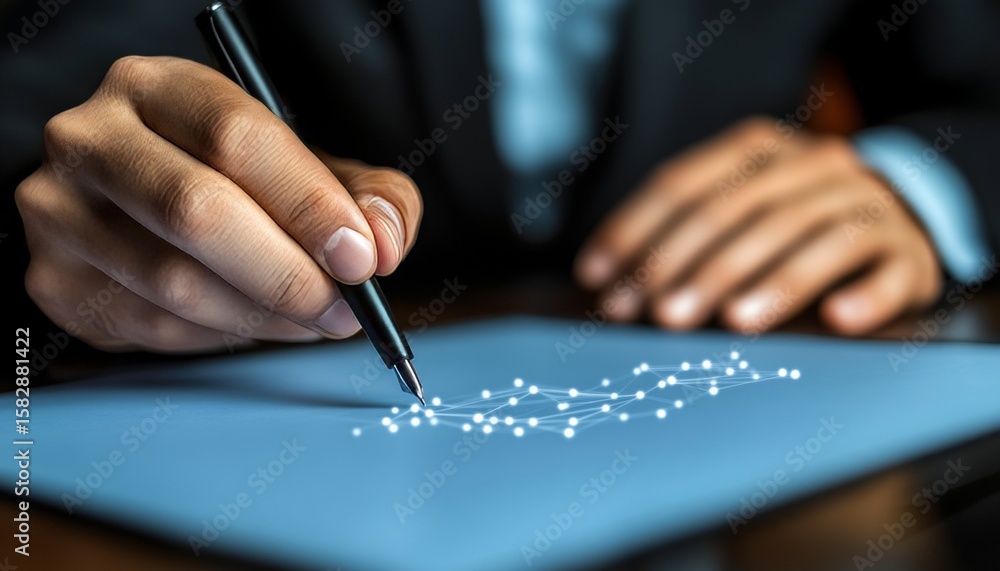Poster conceptual representation of business data analysis with graphs, visualizations, and future trends