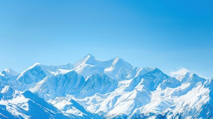 Obraz premium Snow-capped mountains with clear blue sky stock photo --ar 16:9 --raw --v 6 Job ID: 2f5e2220-3266-4a6a-813a-736042f2bb9a