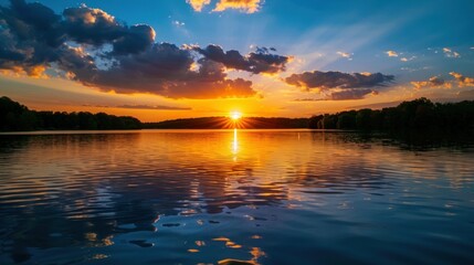 Peaceful lakeside sunset with reflections on the water stock photo --ar 16:9 --raw --v 6 Job ID: 01143af8-6b8d-4f3b-a973-089220a3e79d