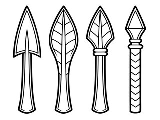 Collection of four stylized arrowheads and spear tips