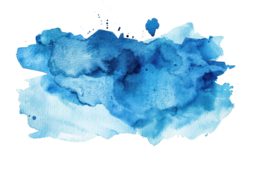 blue watercolor texture isolated on white or transparent png