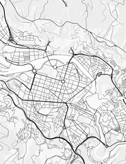 Bilbao City Map. Minimalist black and white line art poster for printing, wallpaper, wall art for home and office decor