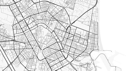 Valencia City Map. Minimalist black and white line art poster for printing, wallpaper, wall art for...