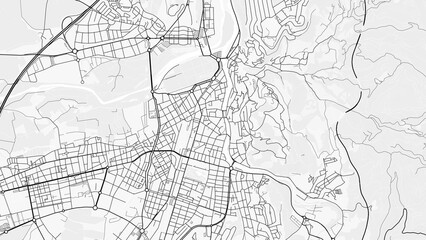 Girona City Map. Minimalist black and white line art poster for printing, wallpaper, wall art for home and office decor