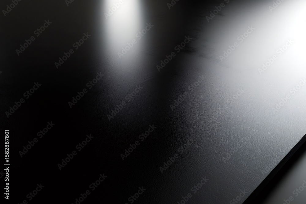 Aufkleber minimalist black grainy surface reflecting two elegant beams of light, creating a sleek and polished