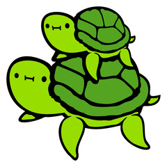 2 Tortoise Turtle Family Two Child Father Mother Dad Mom