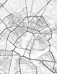 Naklejka premium Salamanca City Map. Minimalist black and white line art poster for printing, wallpaper, wall art for home and office decor