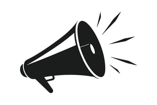 Vector art of a black silhouette of a megaphone making an announcement