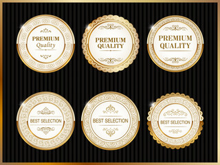 Premium Quality Gold Emblem & Badge Set - Luxury Certificate Label, Best Selection Design Collection (Vector Material)