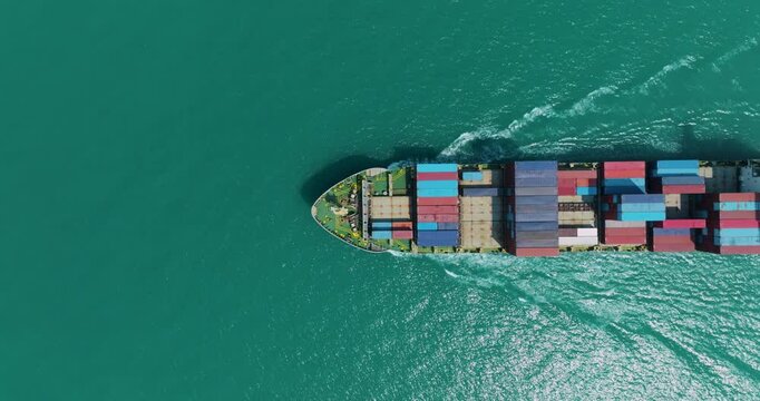 logistic cargo container ship sailing in sea to import export goods and distributing products to dealer and consumers across worldwide, by container ship Transport business service.4k video 
