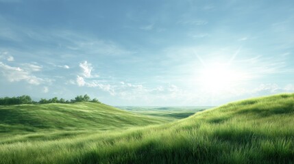 Obraz premium Lush green hills under a vibrant sky