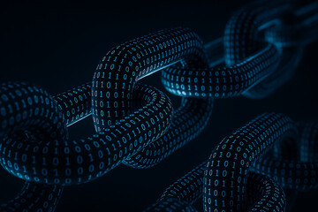 blockchain, digital chain, encrypted connection, binary code chain, macro blockchain view, cyber security, blockchain encryption, crypto technology, secure data, chain with numbers, blockchain