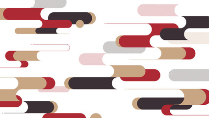 16:9の和モダンな背景素材：日本の伝統的な文様の霞のある風景イラスト