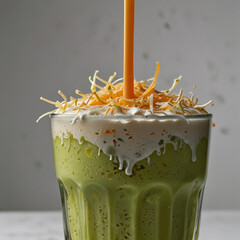 Iced Melon Milk Drink with Cheese Topping