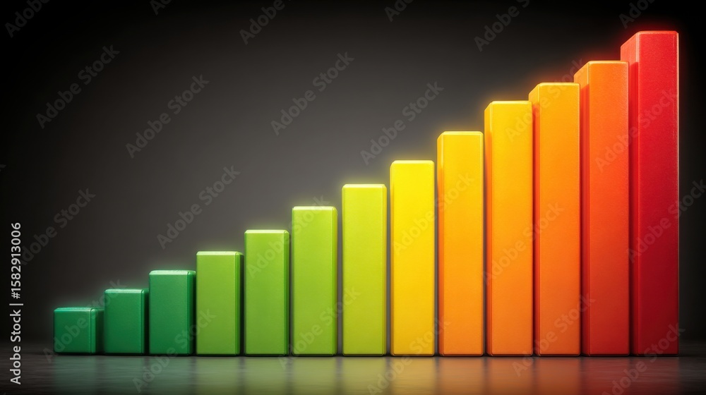 Poster bar chart with illuminating light from above signifying business growth canvas icon concept for prog
