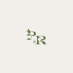 bold initial concept luxury wedding monogram design PR organic leaf logo letter
