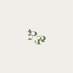 bold initial concept luxury wedding monogram design PP organic leaf logo letter