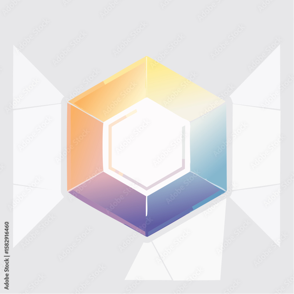 Poster abstract geometric shape with gradient colors and white accents, creating a modern design.