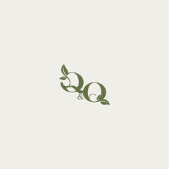 bold initial concept luxury wedding monogram design QQ organic leaf logo letter