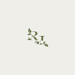 bold initial concept luxury wedding monogram design RJ organic leaf logo letter