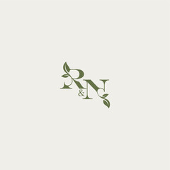 bold initial concept luxury wedding monogram design RN organic leaf logo letter