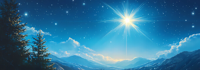 Obraz premium Starry Night Mountain Sunrise