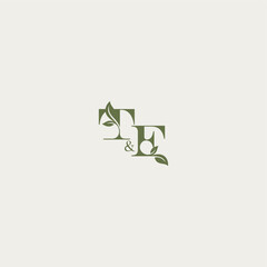 bold initial concept luxury wedding monogram design TF organic leaf logo letter