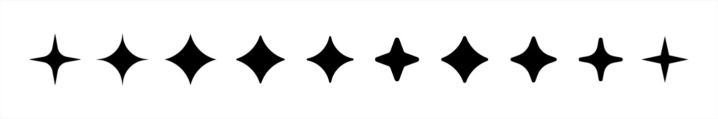 AI generated star icons collection. Artificial Intelligence sparkle symbol. Digital brain, media, multimedia, buttons element for app, website and interface signs vector illustration