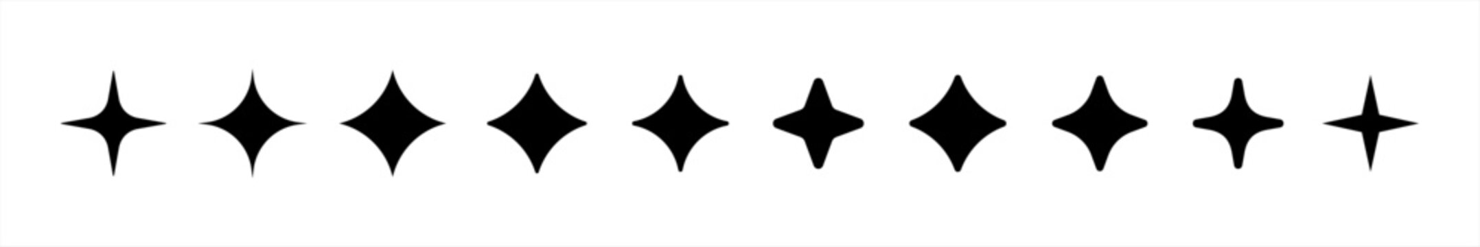 AI generated star icons collection. Artificial Intelligence sparkle symbol. Digital brain, media, multimedia, buttons element for app, website and interface signs vector illustration