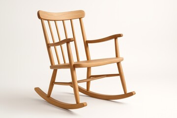 A classic wooden rocking chair isolated on a clean white background wooden chair