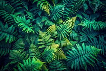 Lush Green Fern Foliage Background