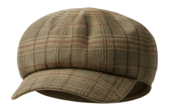 Plaid pattern flat cap with a soft crown and short brim
