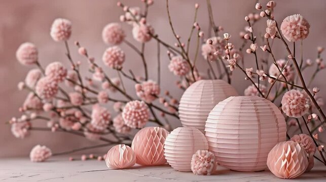 Pink and white Valentine's Day decorations.