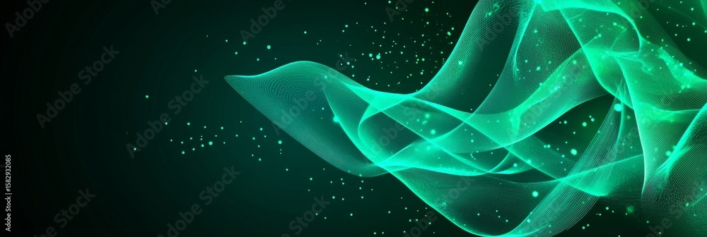 Poster energetic aqua stream with shimmering lights creating a modern digital technology background design