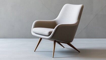 Modern Lounge Chair in a Minimalist Interior with Concrete Wall Background