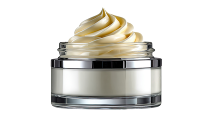 Skincare Cream: A close-up shot of a skincare cream jar, featuring a luxurious, creamy texture. showcasing a product of beauty, highlighting the essence of self-care and skincare.