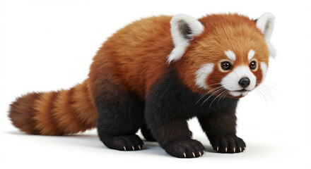 Captivating red panda portrait showcasing its adorable features and vibrant colors against an isolated white background rendering