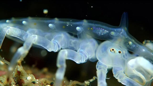 Skeleton Shrimp: Translucent Marine Creature Macro