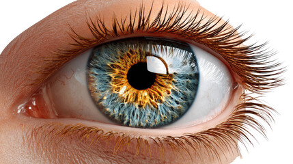 Fototapeta premium Human Eye Macro: A mesmerizing close-up of a human eye, showcasing intricate details of the iris, pupil, and eyelashes.