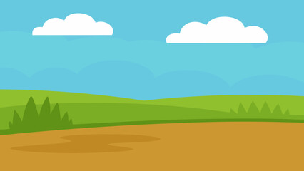 Obraz premium field with patches of grass and sky vector illustration