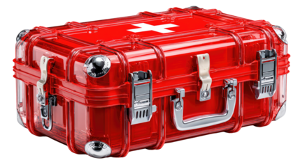 Emergency Readiness: A vivid close-up of a robust first-aid kit, meticulously crafted and ready to address any medical emergency or need. Emphasizing protection and organization.