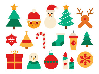 Fototapeta premium various Christmas-themed elements on white background