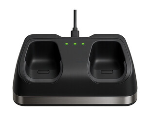 Obraz premium Wired gaming controller charger with dual docking slots and LED status indicators