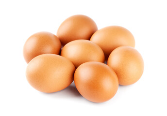 Fresh eggs on white background